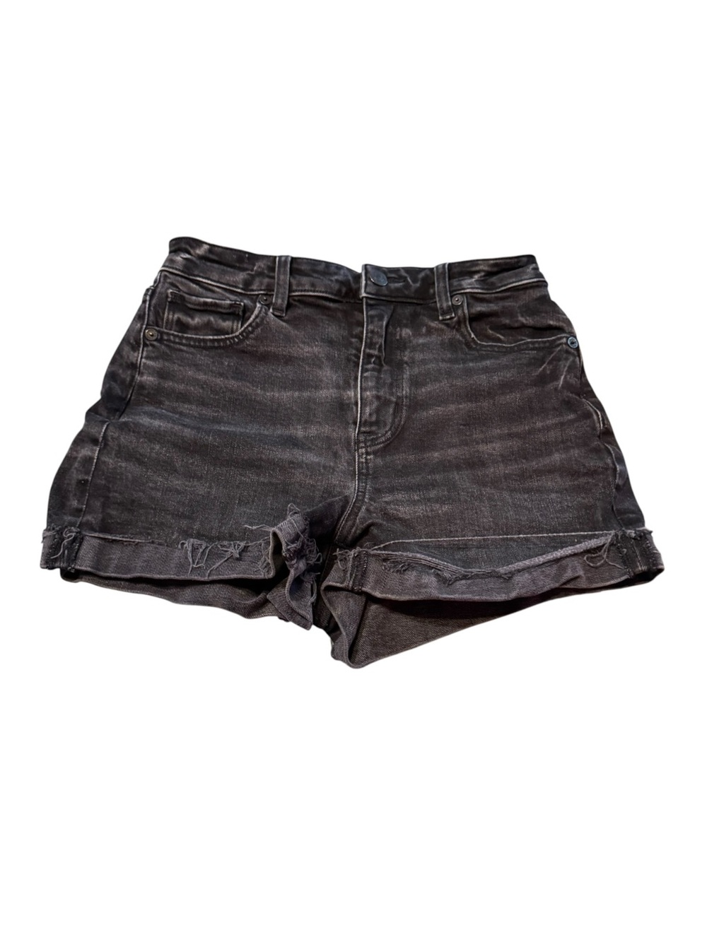 American Eagle Outfitters Washed Black Distressed Denim Shorts Size 0